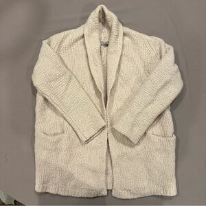 Vince Cardigan Woman's Small Shawl Collar Open Ivory Wool Textured Knit Pockets